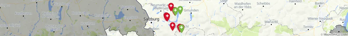 Kartenansicht für Apotheken-Notdienste in der Nähe von Unterach am Attersee (Vöcklabruck, Oberösterreich)